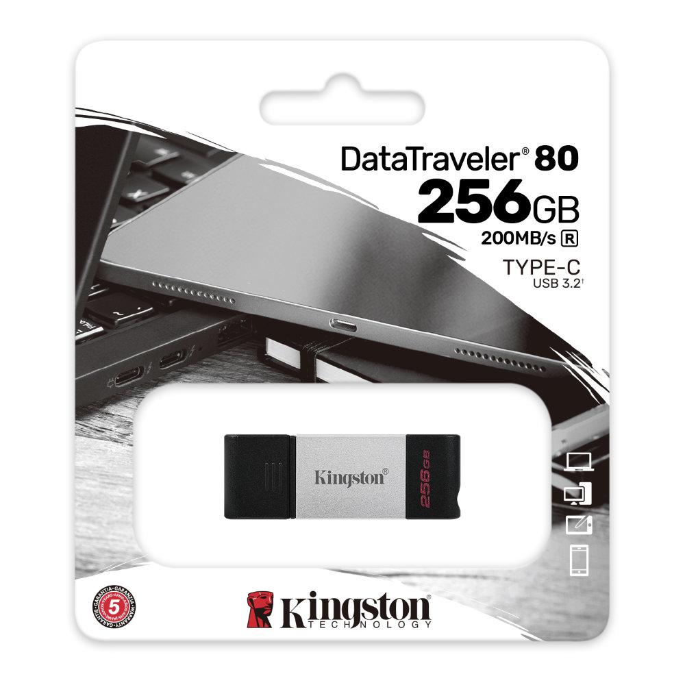 USB памет KINGSTON DataTraveler 80, 256GB, USB-C 3.2 Gen 1, Черна