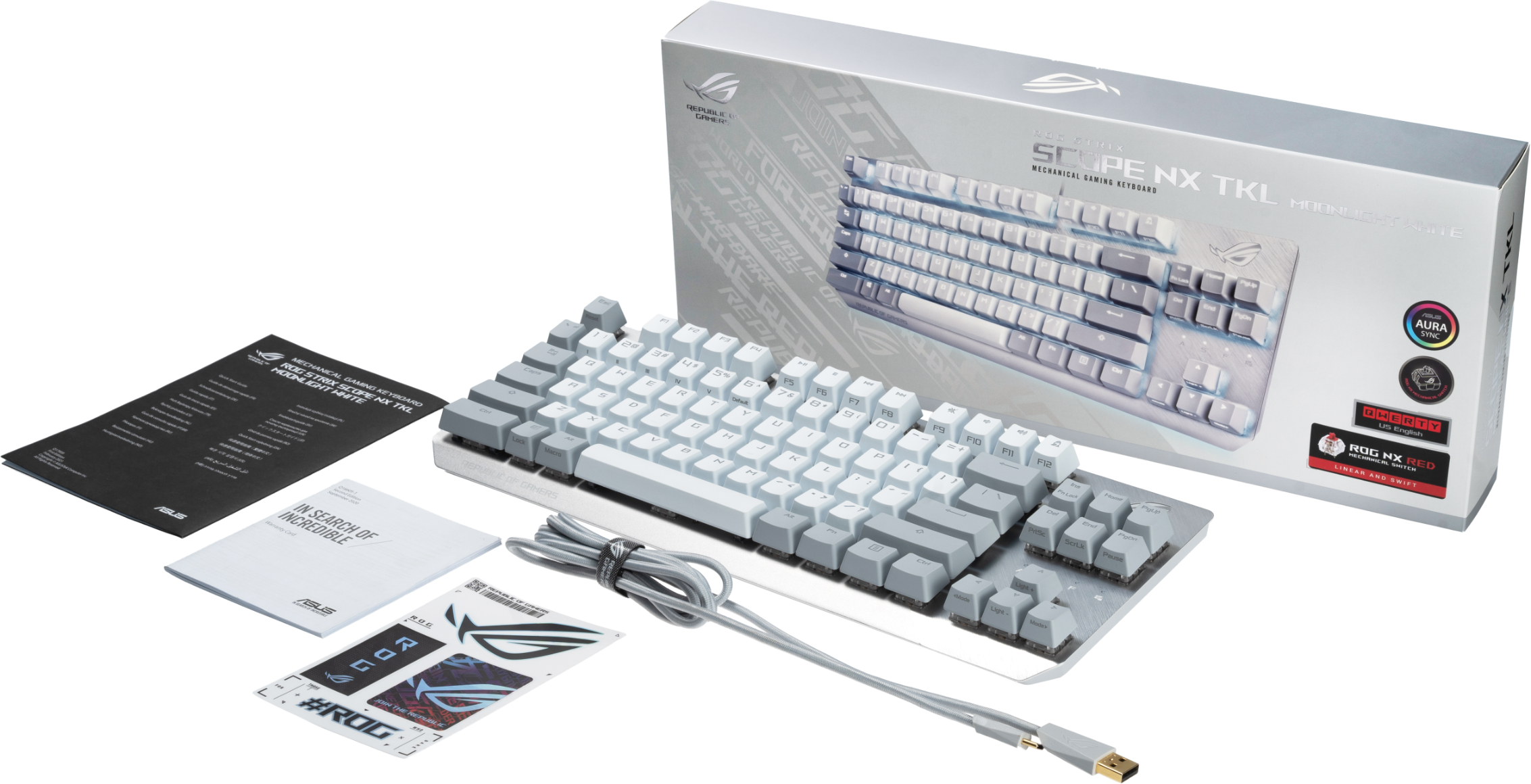 Геймърска Механична Клавиатура ASUS ROG Strix Scope NX TKL Moonlight White