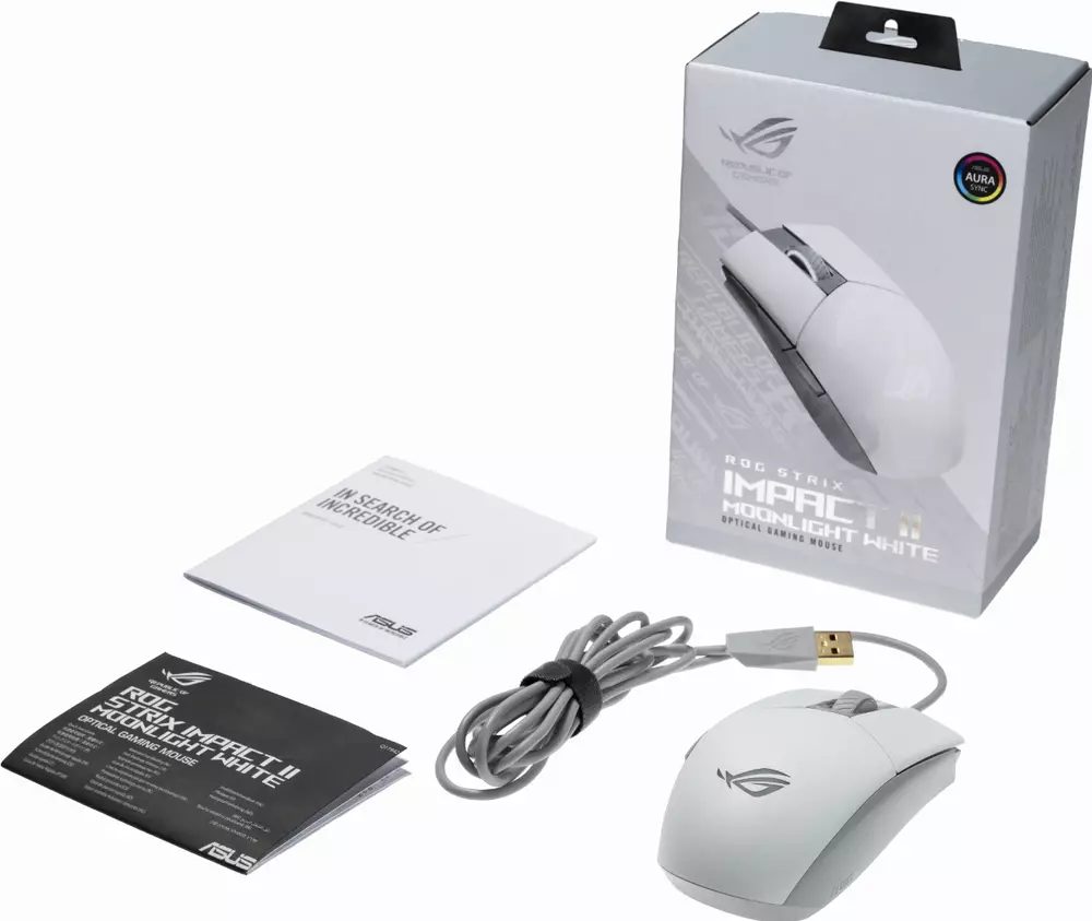 Геймърска мишка ASUS ROG Strix Impact II Moonlight White - 90MP02C0-BMUA00