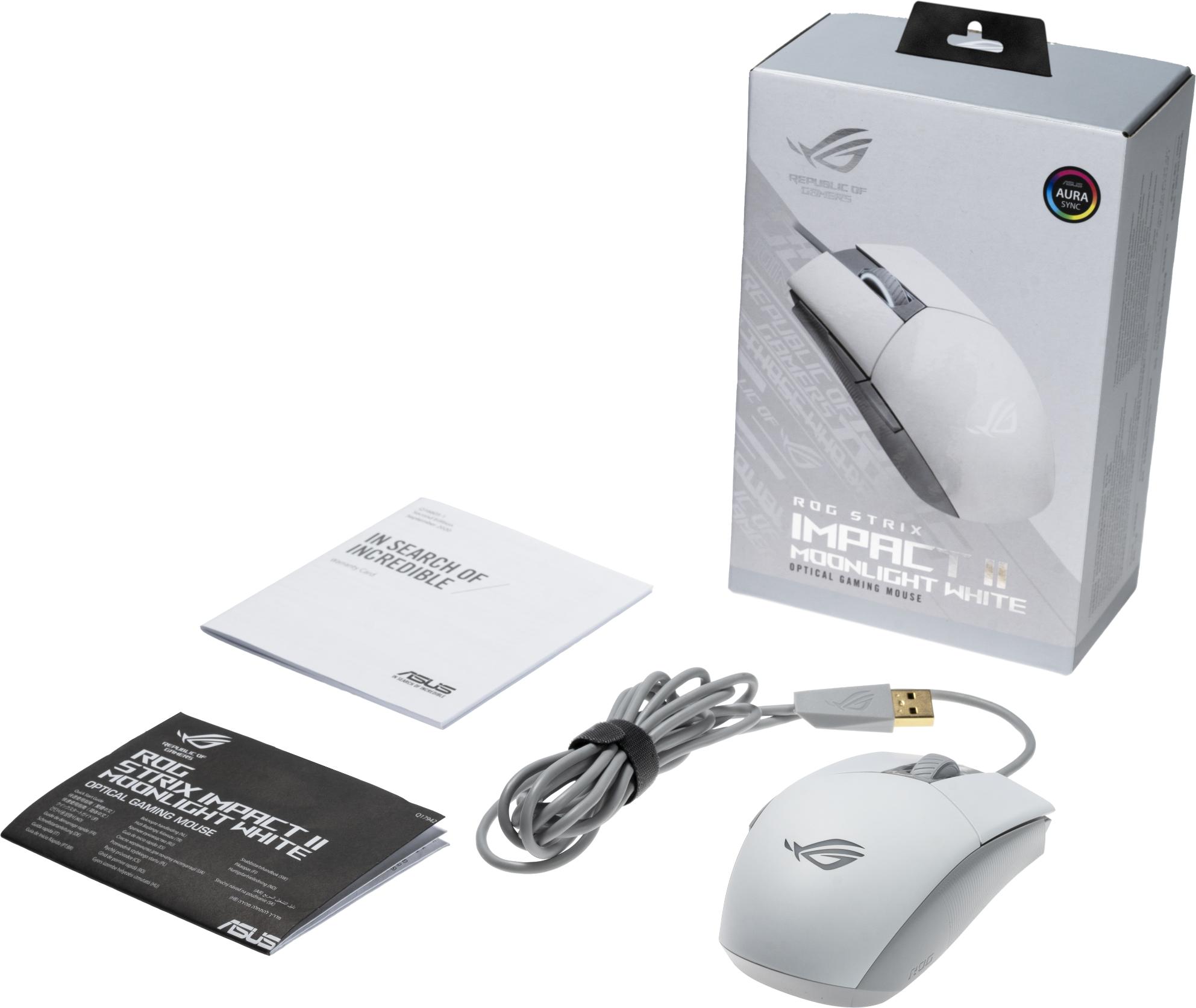 Геймърска мишка ASUS ROG Strix Impact II Moonlight White - 90MP02C0-BMUA00