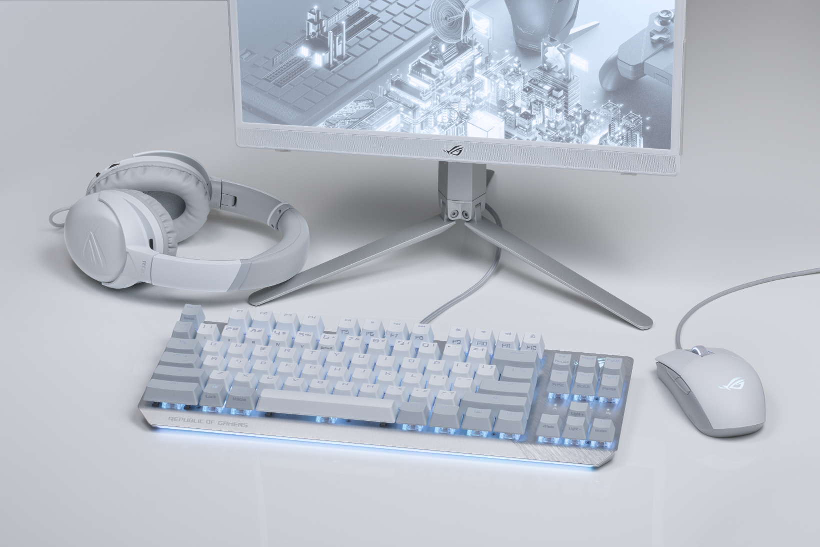 Геймърска мишка ASUS ROG Strix Impact II Moonlight White - 90MP02C0-BMUA00