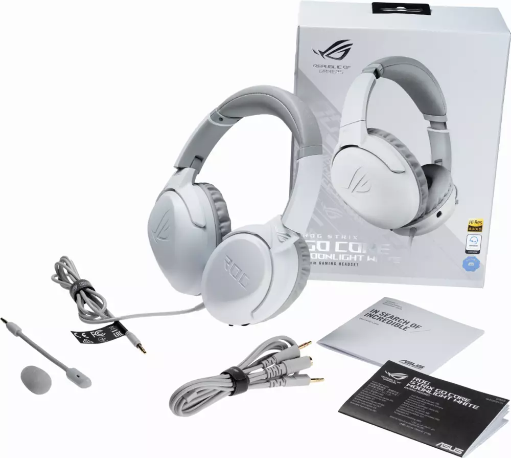Геймърски слушалки ASUS ROG Strix Go Core Moonlight White - 90YH0381-B1UA00