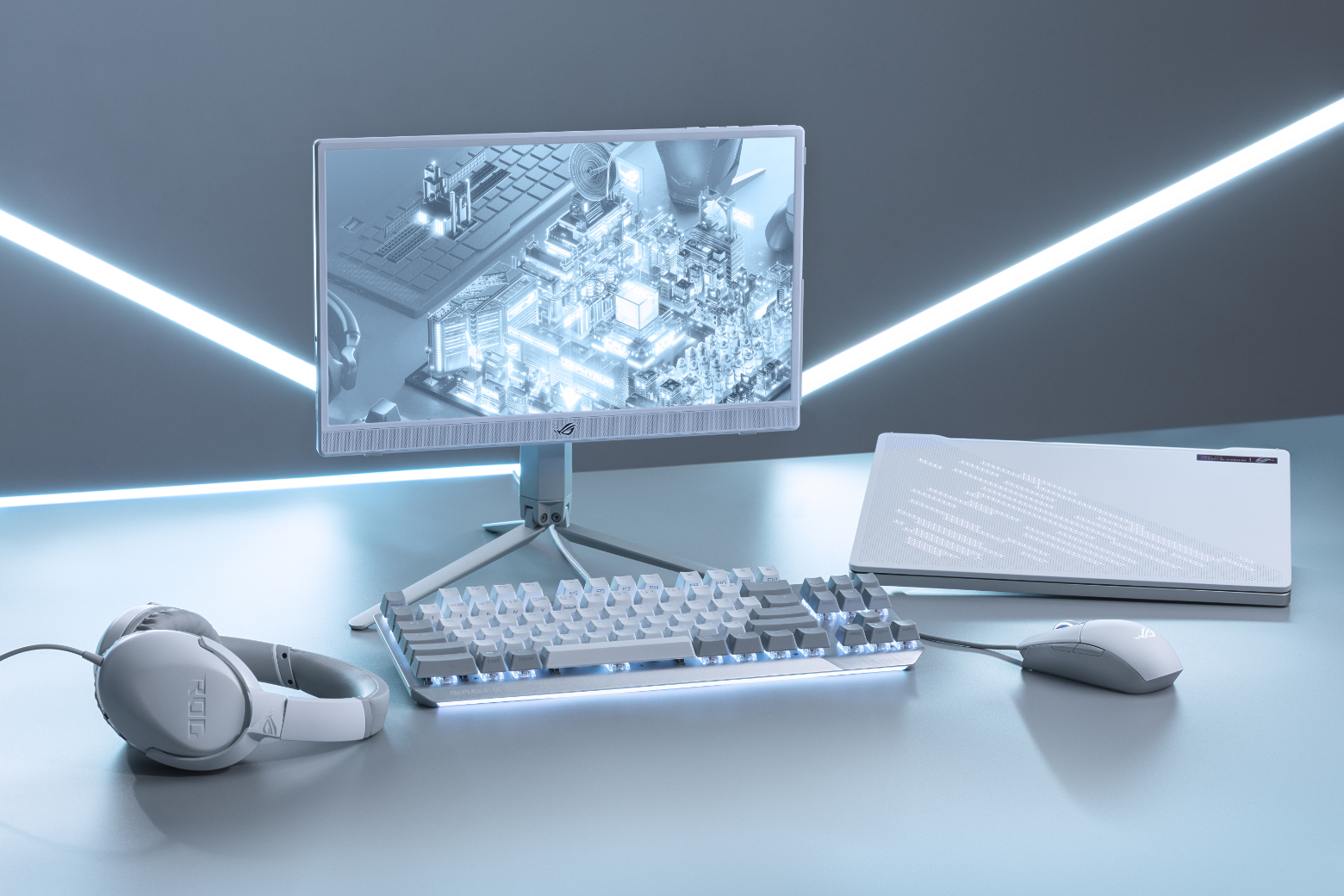 Геймърски слушалки ASUS ROG Strix Go Core Moonlight White - 90YH0381-B1UA00