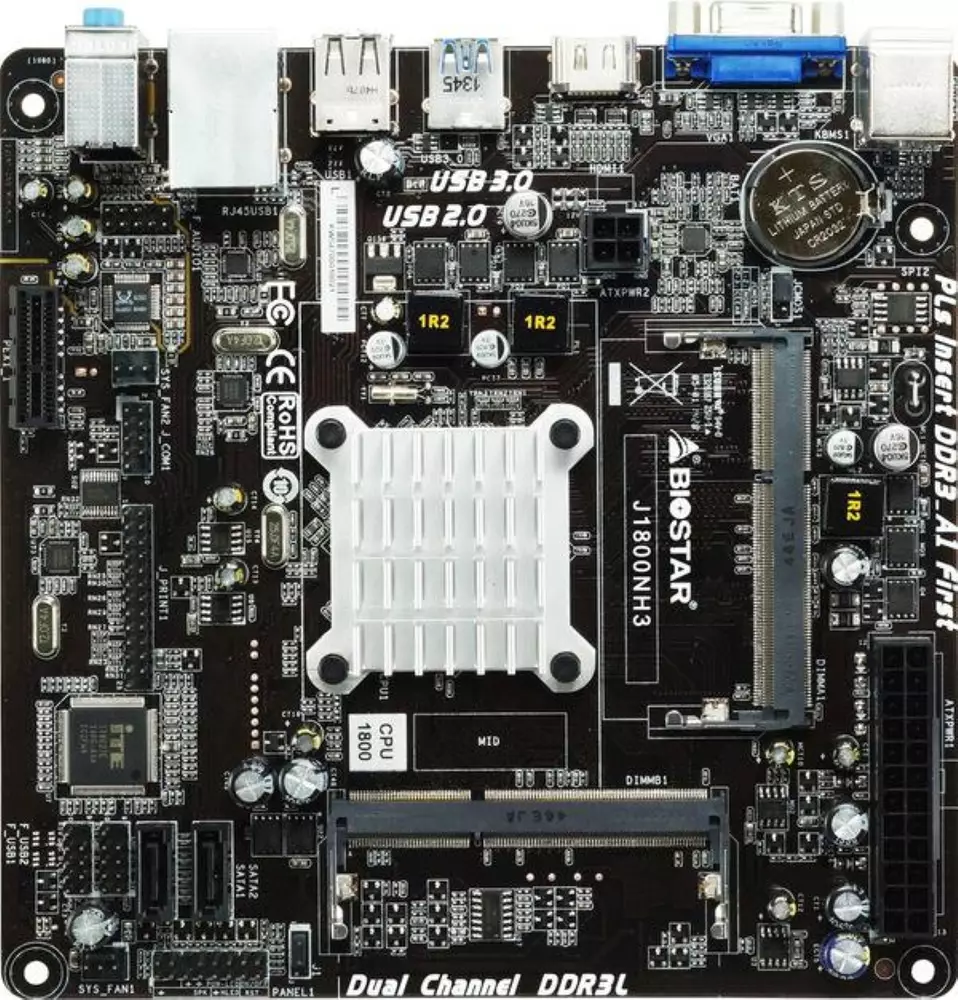 Дънна платка Biostar Intel Celeron J1800, Mini-ITX,  2xSO-DIMM DDR3L