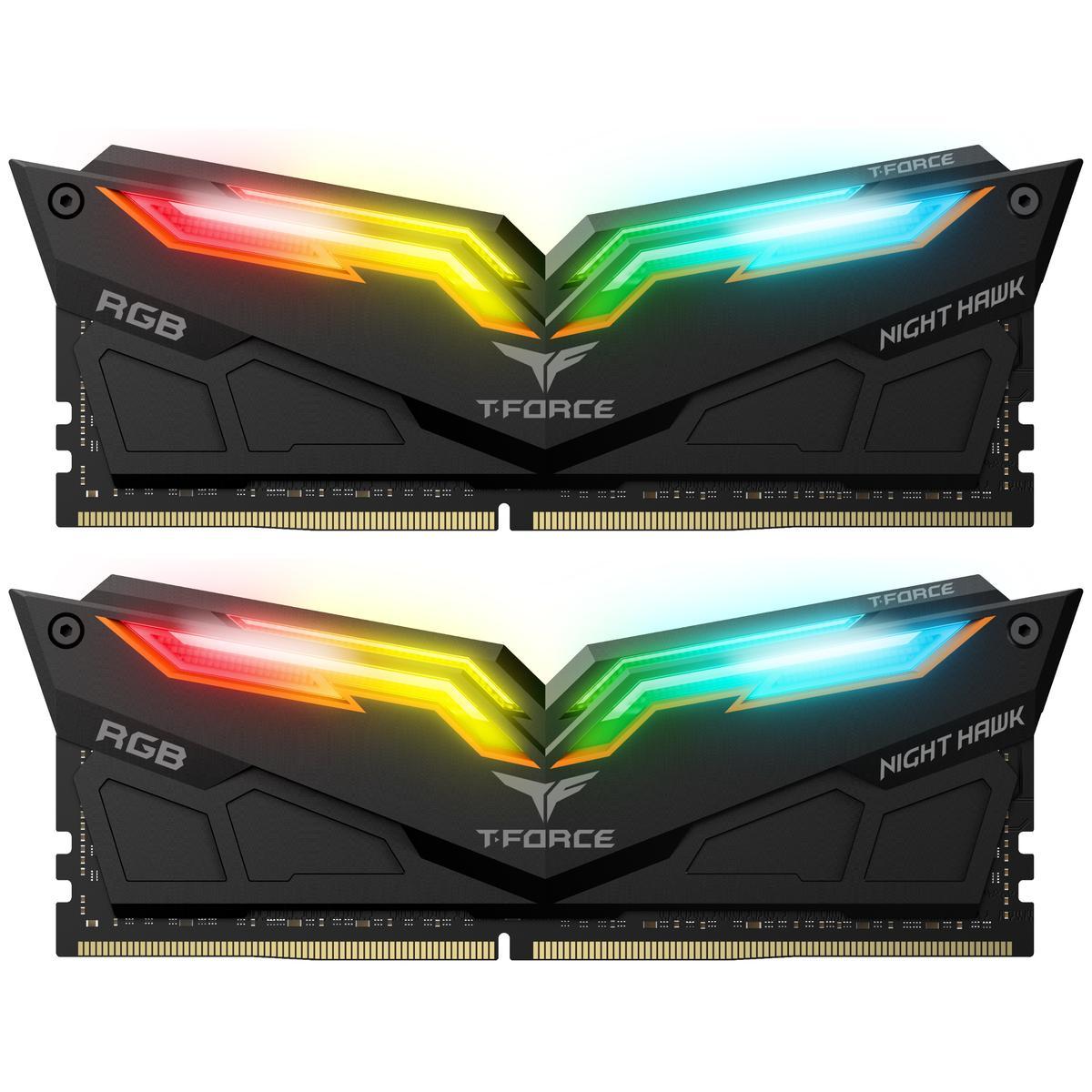 Памет Team Group T-Force Night Hawk Black RGB DDR4 16GB (2x8GB) 3200MHz CL18 - TF14D416G3200HC16CDC01