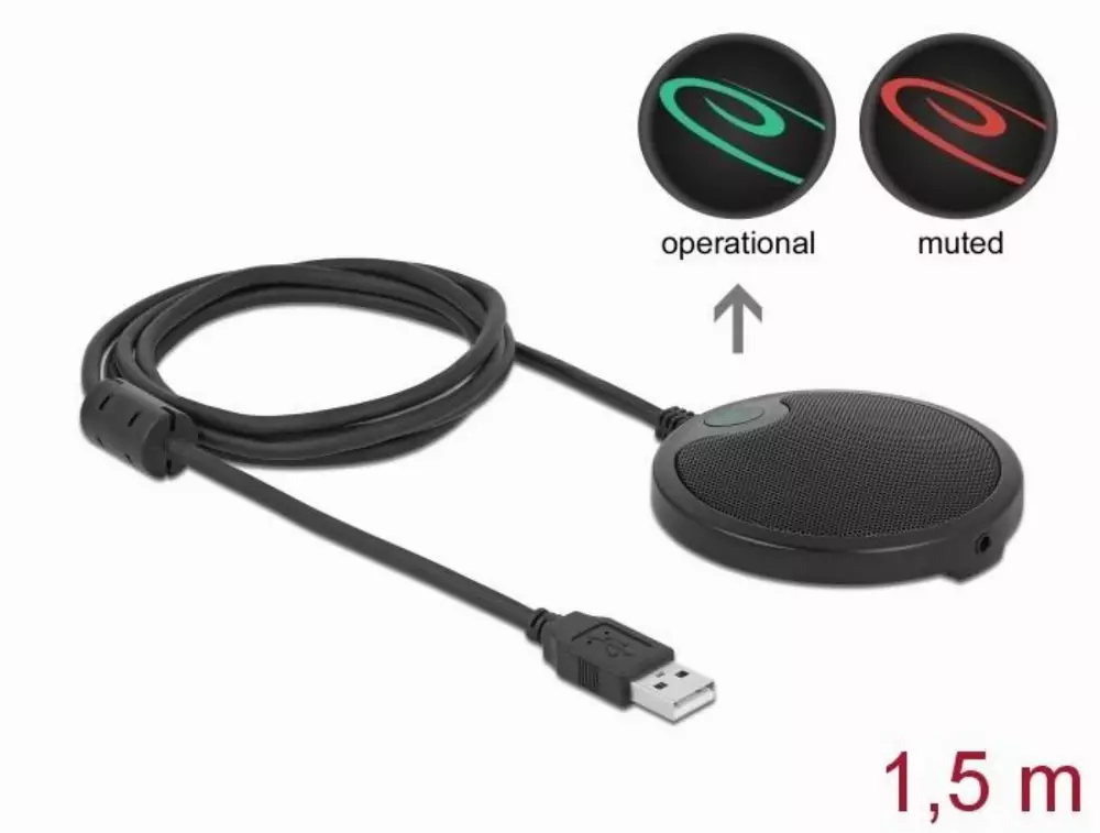 Настолен микрофон Delock 20672, Omnidirectional, USB, Черен