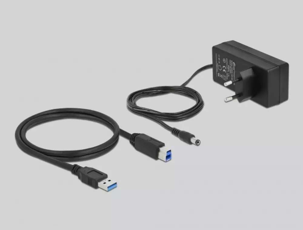 USB хъб Type-C Delock 42638, 4 x USB-A, 1 Fast Charging Port, 1 x USB-B, 1 x USB-C PD, Подсветка, Сив
