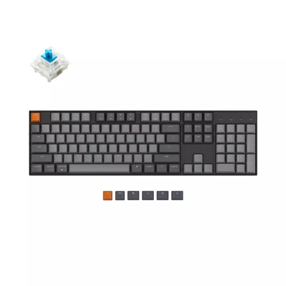 Геймърска механична клавиатура Keychron K10 Full-Size Gateron Blue Switch White LED ABS