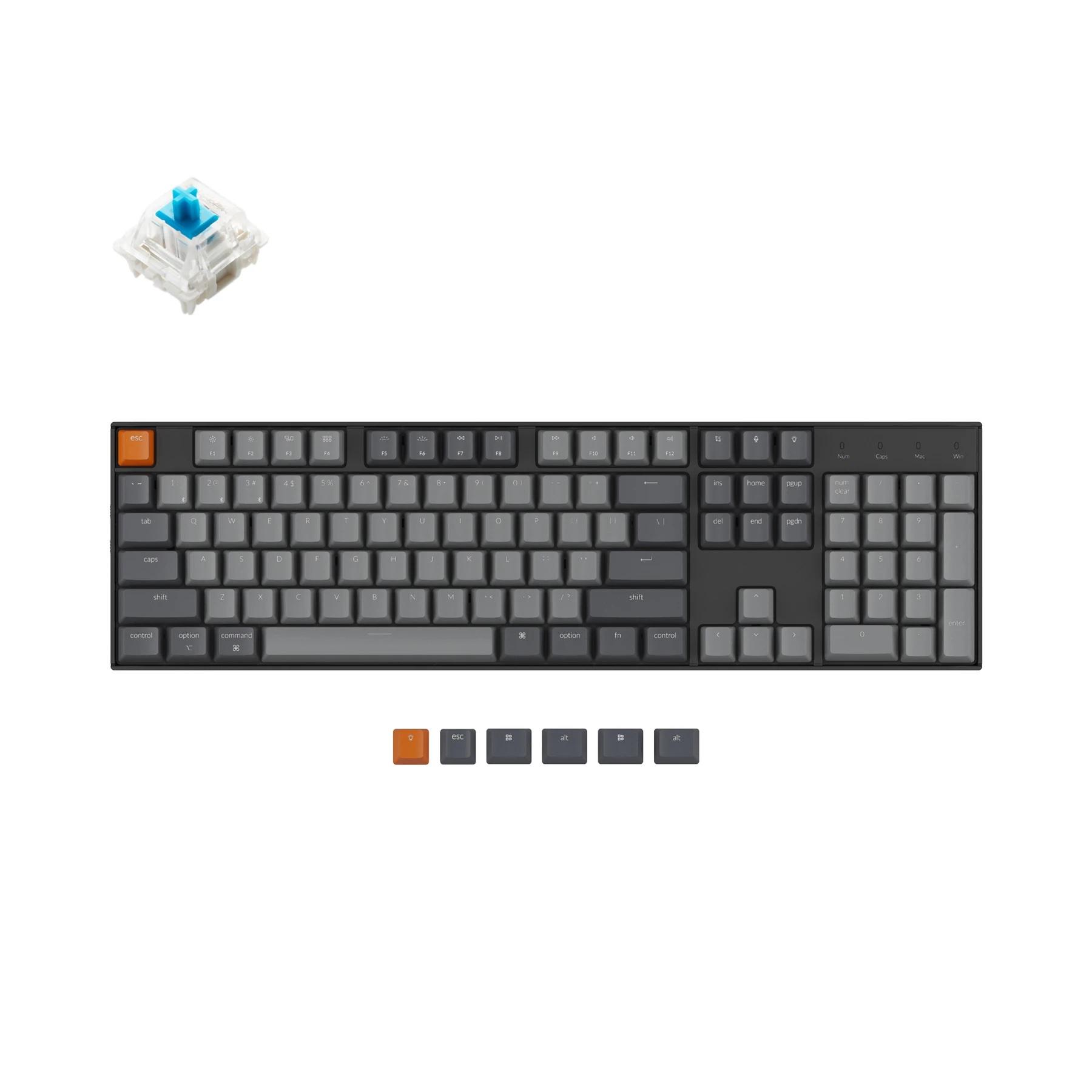 Gaming μηχανικό πληκτρολόγιο Keychron K10 Full-Size Gateron Blue Switch White LED ABS