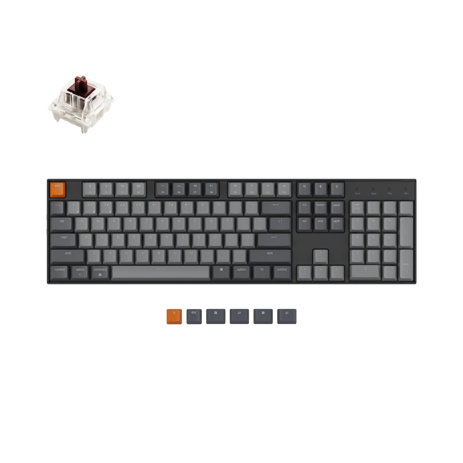 Keychron K10 Hot-Swappable Full-Size Gaming Mechanical Keyboard Gateron Brown Switch White LED ABS