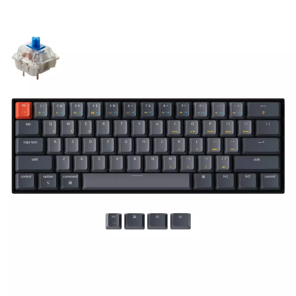 Геймърска механична клавиатура Keychron K12 Hot-Swappable 60% (Gateron Blue Switch) White LED ABS
