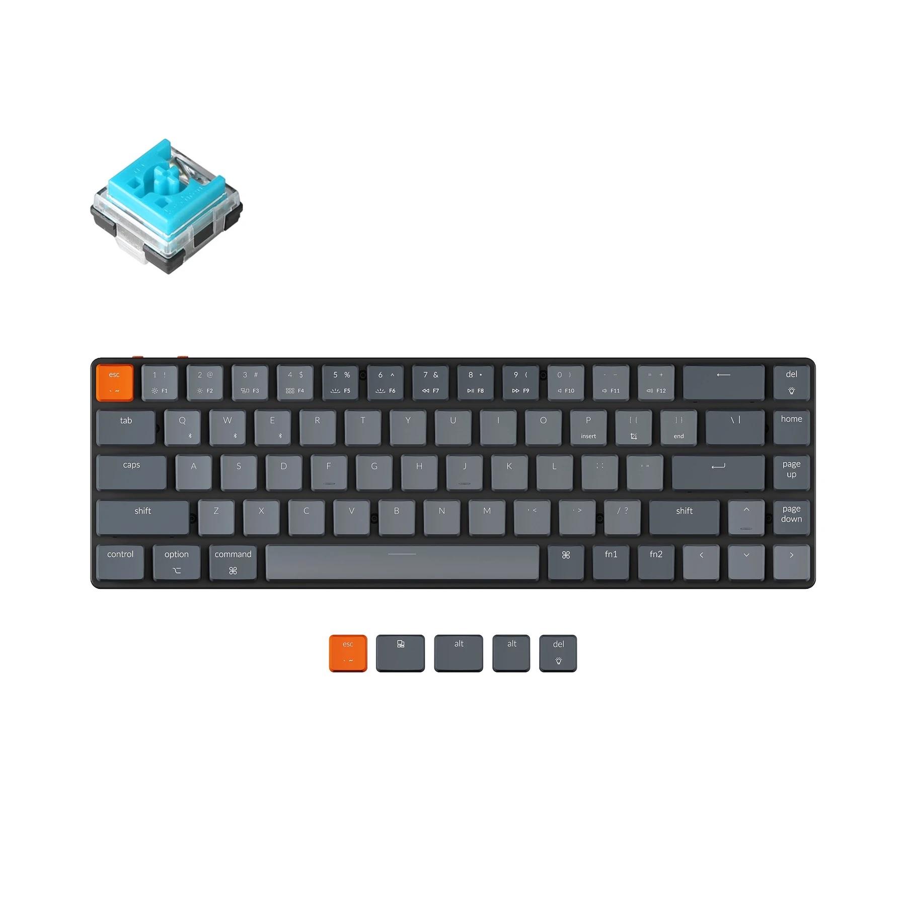 Геймърска механична клавиатура Keychron K7 Hot-Swappable 65% Keychron Low Profile Optical Blue Switch RGB LED ABS