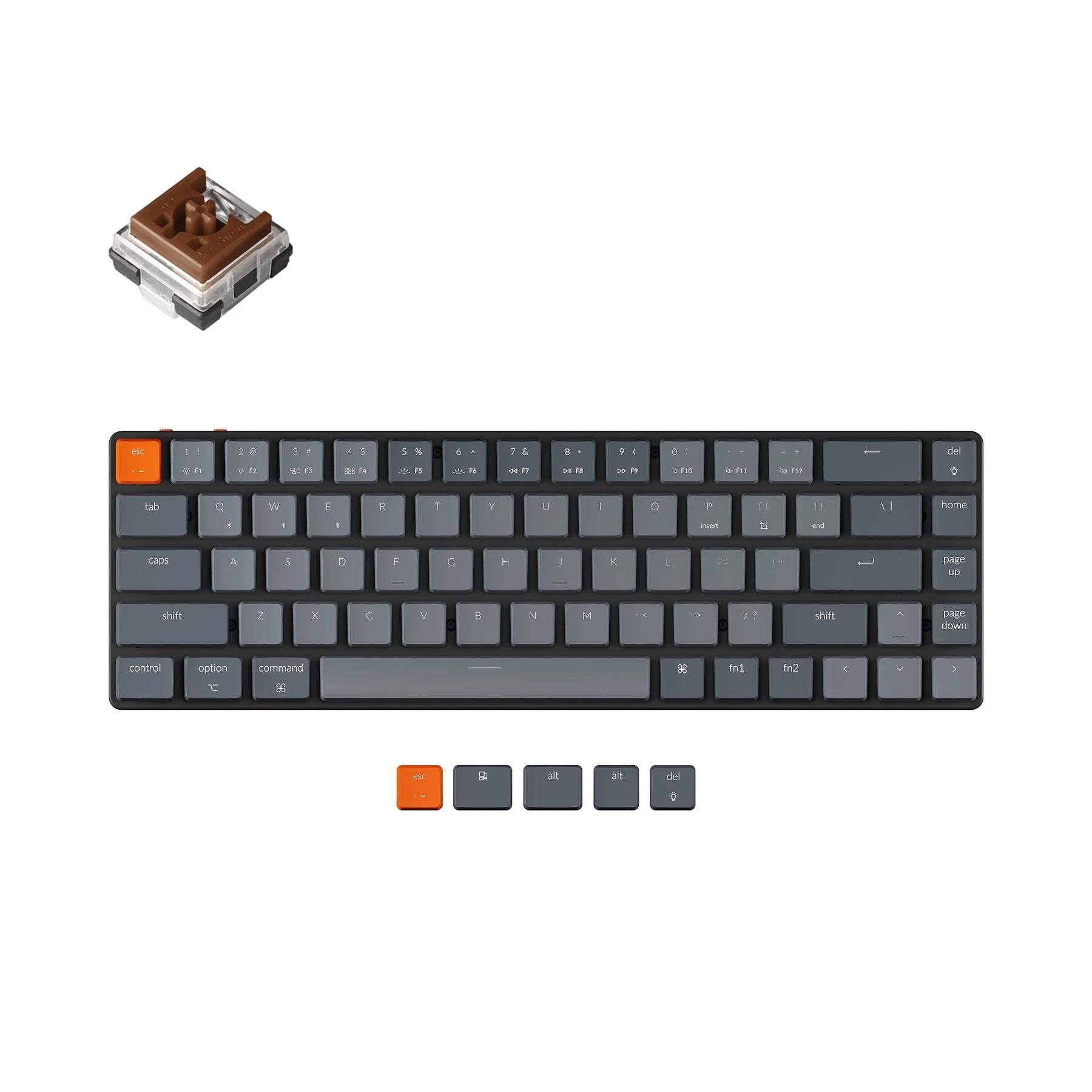 Геймърска механична клавиатура Keychron K7 Hot-Swappable 65% Keychron Low Profile Optical Brown Switch RGB LED ABS