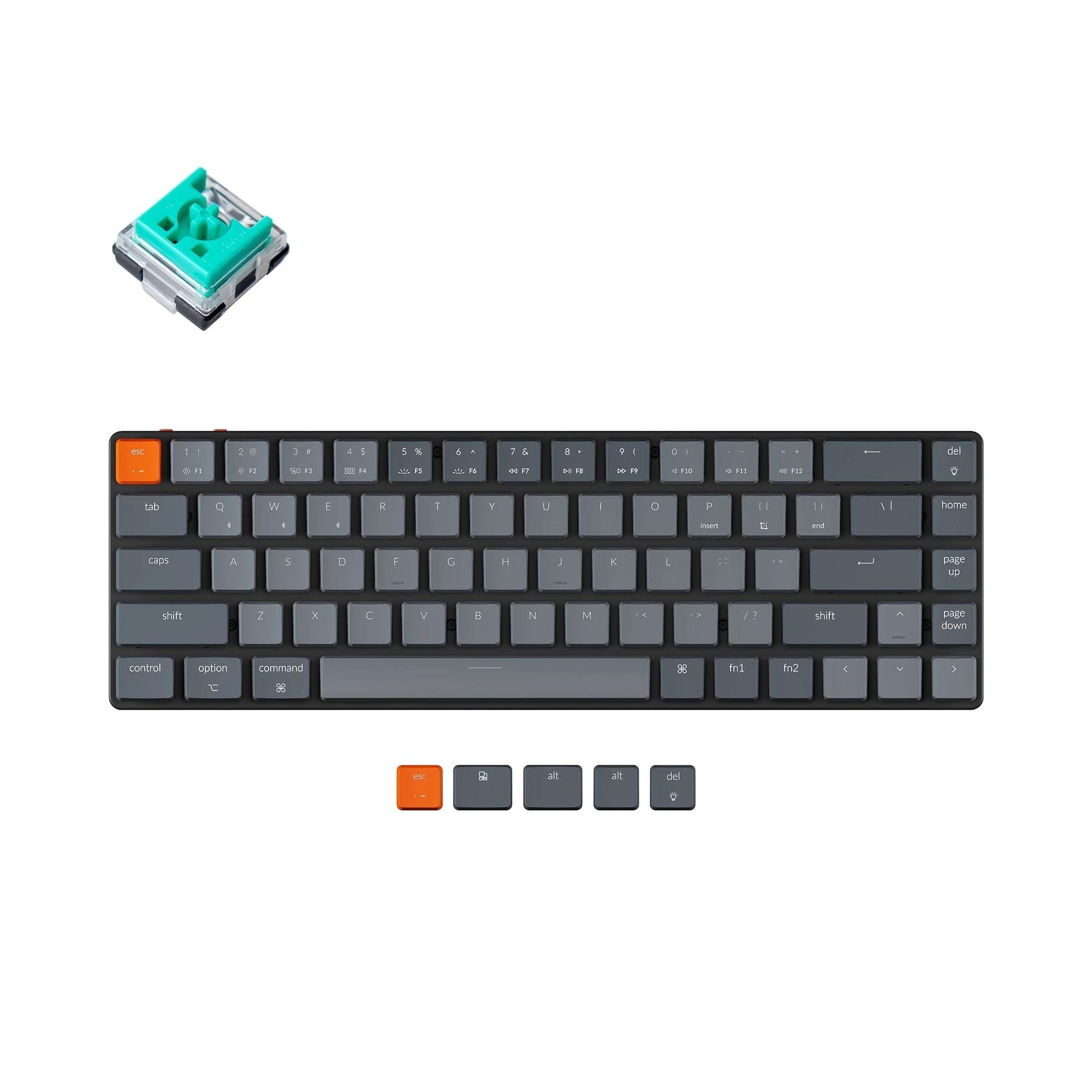 Gaming μηχανικό πληκτρολόγιο Keychron K7 Hot-Swappable 65% Keychron Low Profile Optical Mint Switch RGB LED ABS