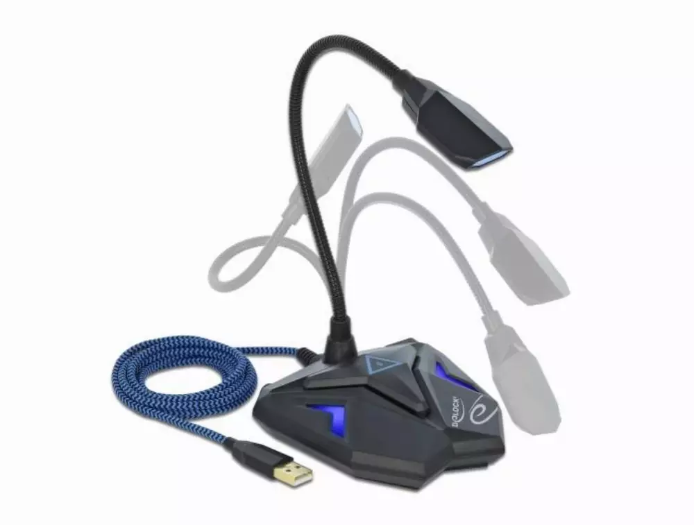 Геймърски микрофон Delock 66330, Omnidirectional, USB, Mute Button Черен