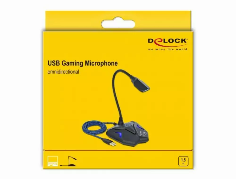 Геймърски микрофон Delock 66330, Omnidirectional, USB, Mute Button Черен