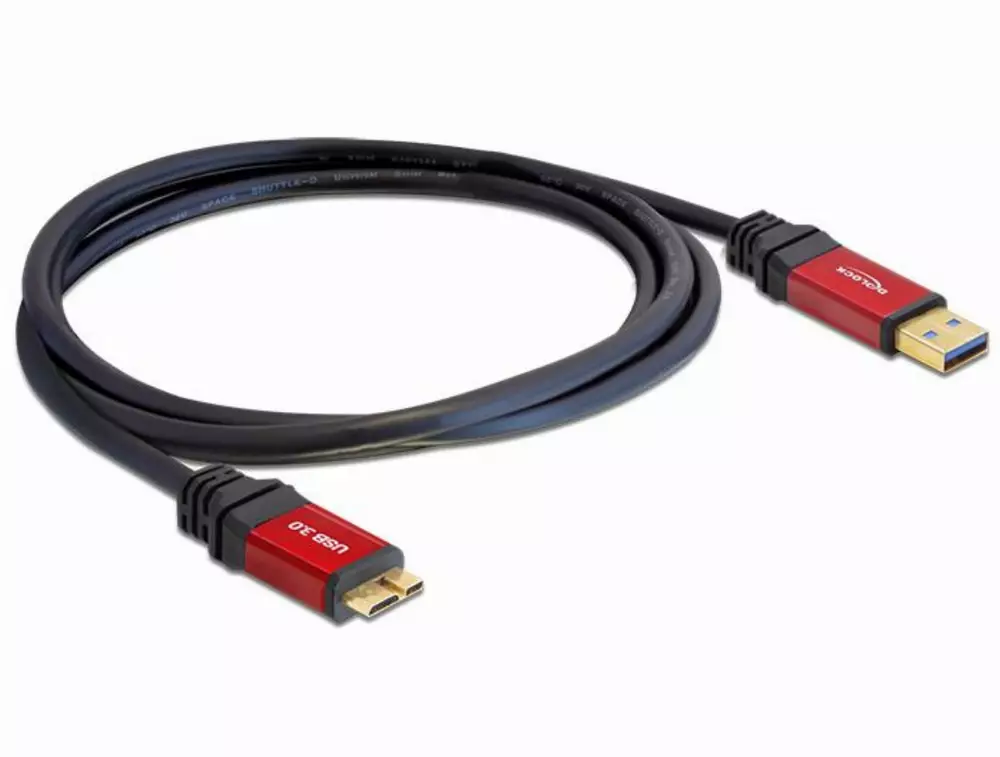 Кабел Delock 82745, USB-A мъжко - USB Micro-B мъжко, 2 м, Premium, Екраниран, Черен