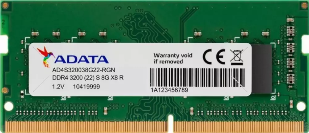 Памет ADATA 8GB DDR4 3200MHz SODIMM CL22 - AD4S320038G22-SGN