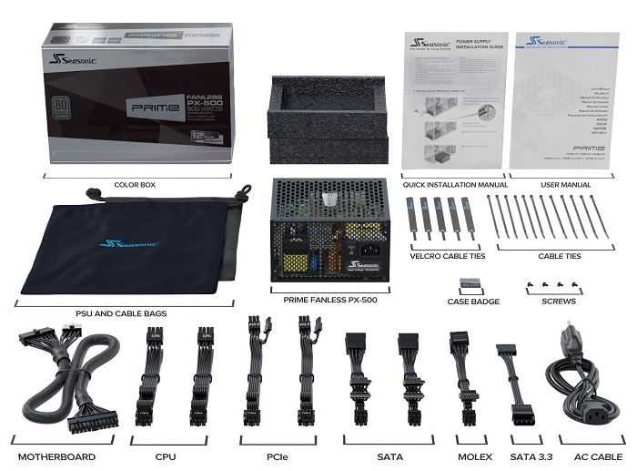 Захранване Seasonic PRIME Fanless PX-500 (500W) PSU - SSR-500PL