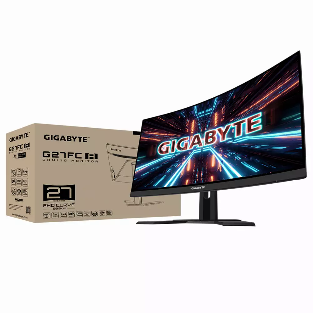 Геймърски Монитор Gigabyte 27" G27FC-A-EK, VA Curved, FHD 1920x1080, 165Hz, 1ms, AMD FreeSync