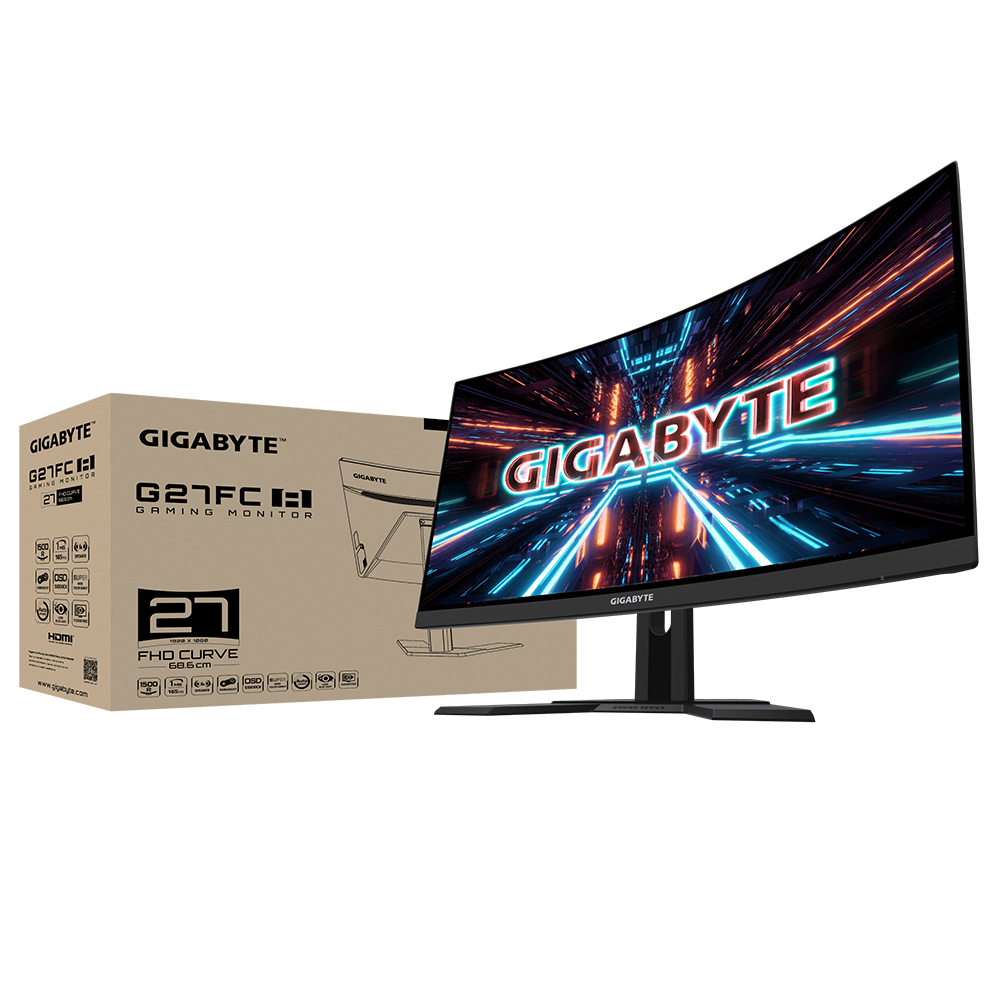 Геймърски Монитор Gigabyte 27" G27FC-A-EK, VA Curved, FHD 1920x1080, 165Hz, 1ms, AMD FreeSync