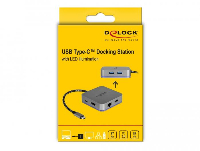 Докинг станция Delock 87742, USB-A, USN-C, HDMI, Gigabit LAN, PD, Подсветка, Сив