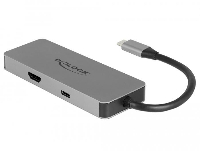 Докинг станция Delock 87743, USB-A, USN-C, HDMI, SD, Micro SD, PD, 4K, Подсветка, Сив