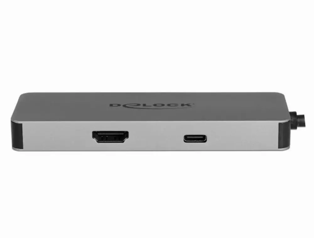 Докинг станция Delock 87743, USB-A, USN-C, HDMI, SD, Micro SD, PD, 4K, Подсветка, Сив