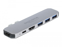 Докинг станция Delock 87753, За MacBook, HDMI 4K, USB-A, USB-C, PD, Сив