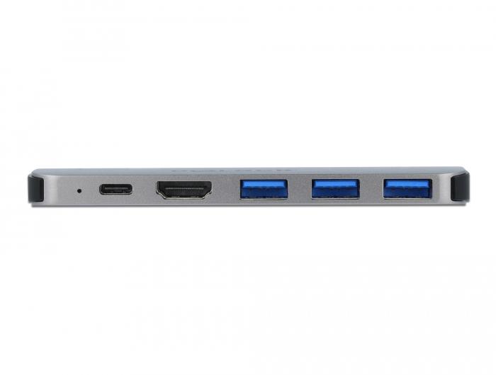 Докинг станция Delock 87753, За MacBook, HDMI 4K, USB-A, USB-C, PD, Сив