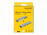Докинг станция Delock 87753, За MacBook, HDMI 4K, USB-A, USB-C, PD, Сив