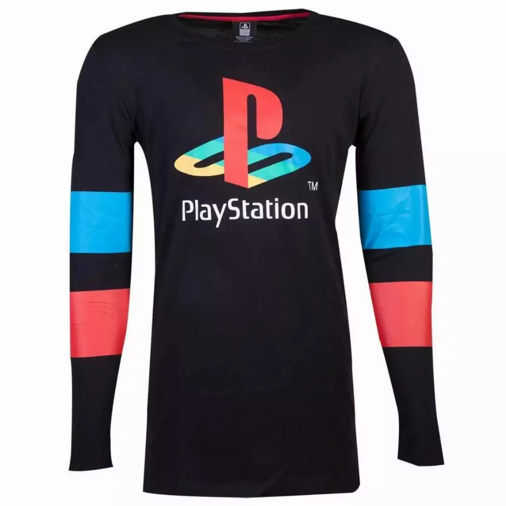 Блуза Bioworld Difuzed Playstation, Logo & Arms Stripped, мъжка с дълъг ръкав, XL
