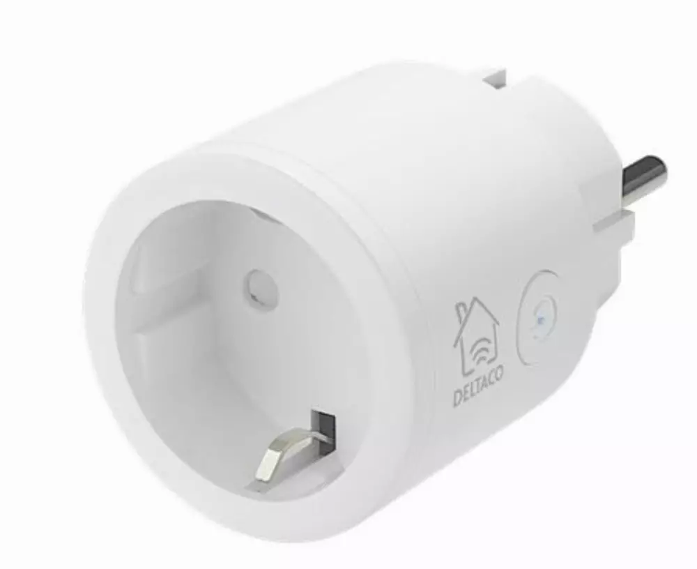 Смарт контакт DELTACO SH-P01, Google Assistant, Alexa, 10А, WiFi 2.4Ghz, 1xCEE 7/3, Бял