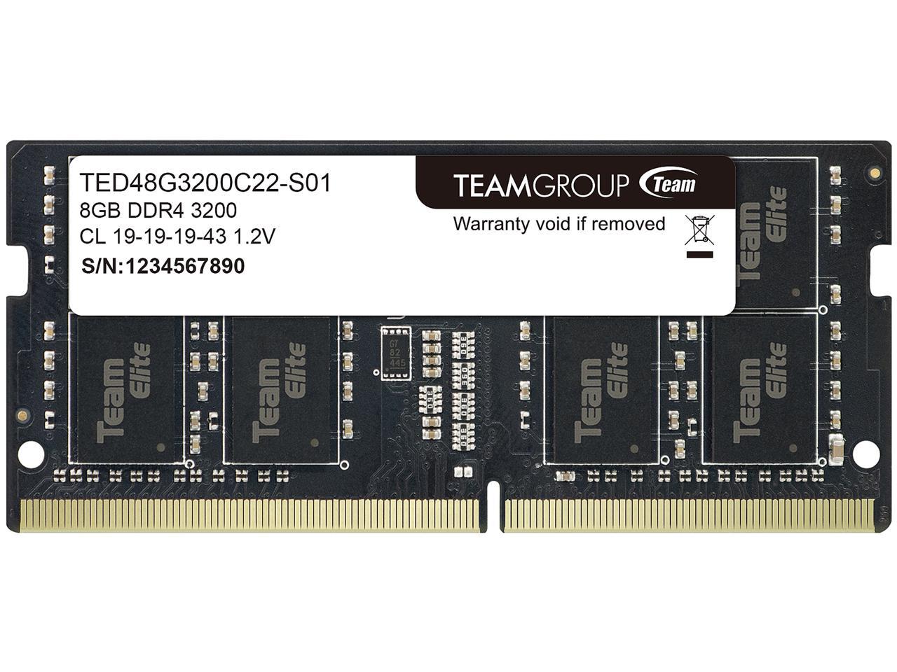 Team Group Elite 8GB SODIMM DDR4 3200MHz CL19 - TED48G3200C22-S01