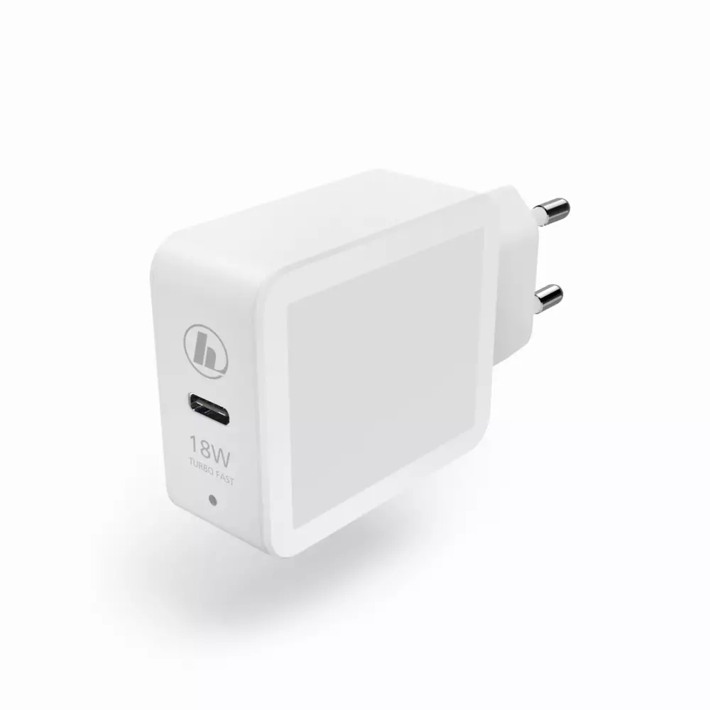 Мрежово зарядно HAMA 183277, USB Type-C, Power Delivery (PD), Qualcomm, 18 W, Бял