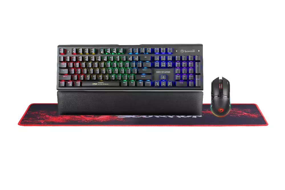 Геймърски комплект Marvo CM420 4-in-1 - Mechanical Keyboard, Mouse, Mousepad, Wristpad - MARVO-CM420