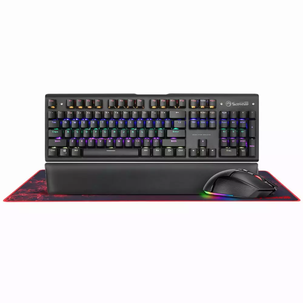 Геймърски комплект Marvo  CM420  4-in-1 - Mechanical Keyboard, Mouse, Mousepad, Wristpad - MARVO-CM420
