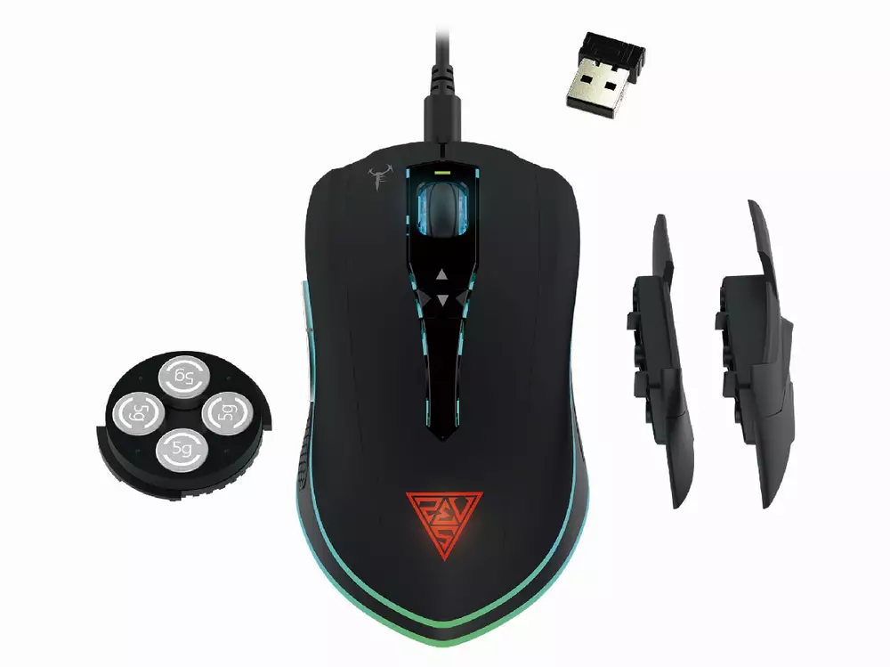 Геймърска мишка Gamdias - HADES M1 - 10800dpi, Wired and Wireless, RGB, weight tunning