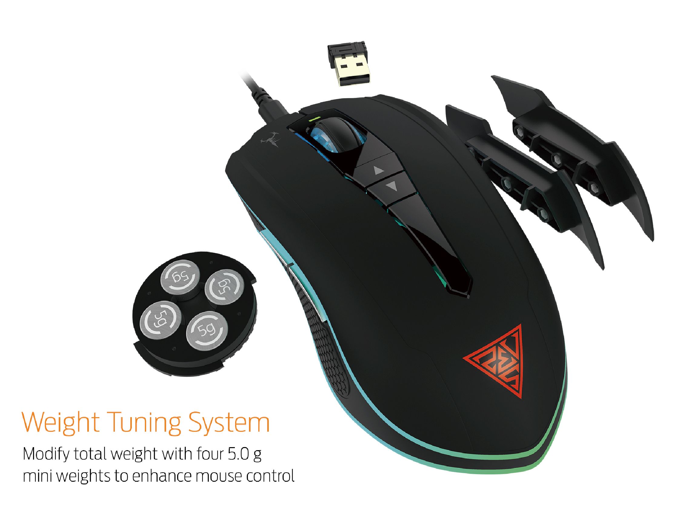 Геймърска мишка Gamdias - HADES M1 - 10800dpi, Wired and Wireless, RGB, weight tunning