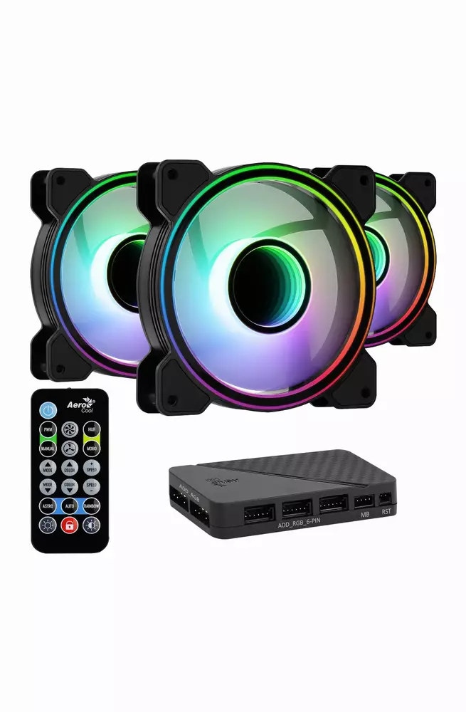 Вентилатори AeroCool Mirage 12 Pro Fan Pack 3-in-1 3x120mm ARGB with Hub, Remote - ACF3-MR10227.11