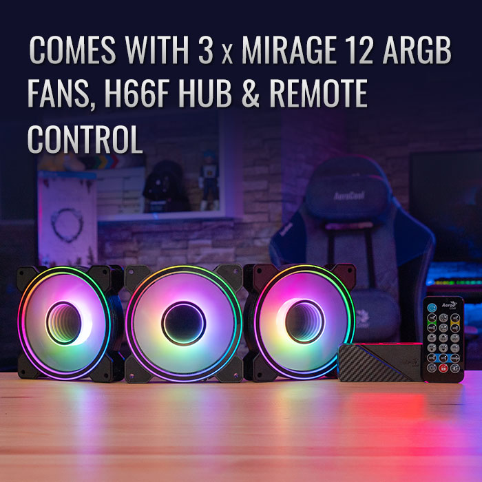 Вентилатори AeroCool Mirage 12 Pro Fan Pack 3-in-1 3x120mm ARGB with Hub, Remote - ACF3-MR10227.11
