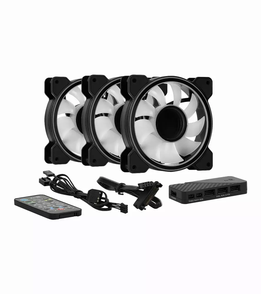 Вентилатори AeroCool Mirage 12 Pro Fan Pack 3-in-1 3x120mm ARGB with Hub, Remote - ACF3-MR10227.11