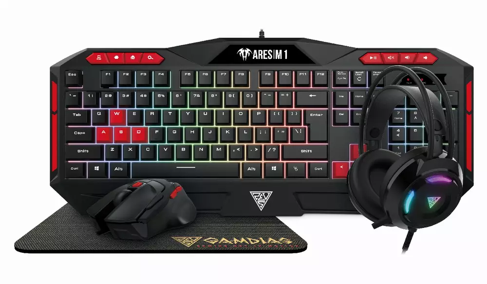 Геймърски комплект Gamdias  4-in-1 Keyboard, Mouse, Headphones, Pad - POSEIDON M2