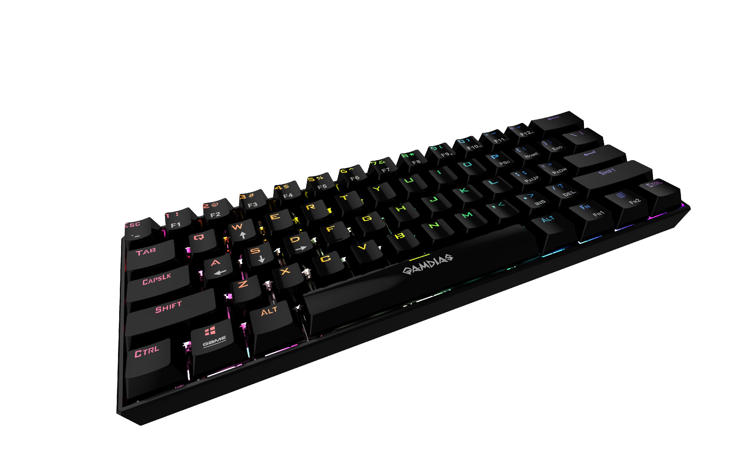 Геймърска клавиатура GAMDIAS HERMES E3 RGB - Black, 61 keys, 1000Hz