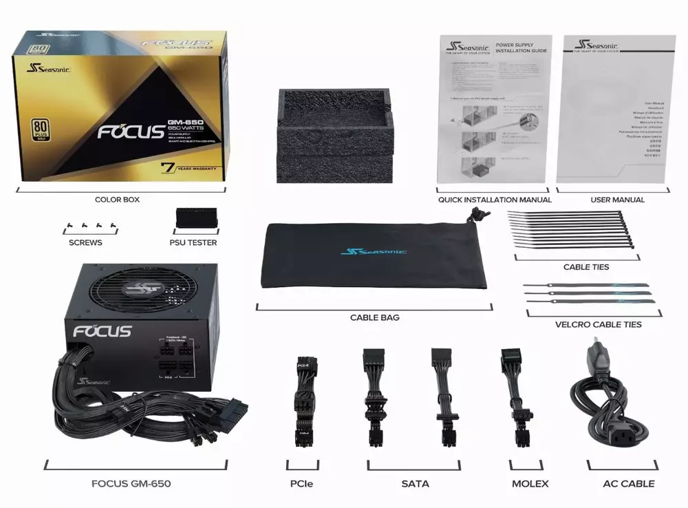 Захранване Seasonic FOCUS GM-650 SSR-650FM (650W) 80+ Gold PSU