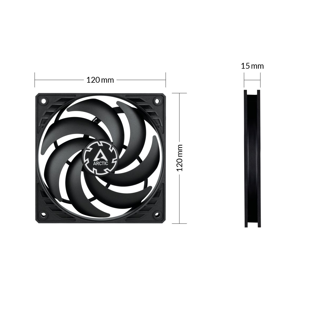 Вентилатор Arctic P12 SLIM PWM PST Fan 120x120x15mm 300-2100 RPM - ACFAN00187A   