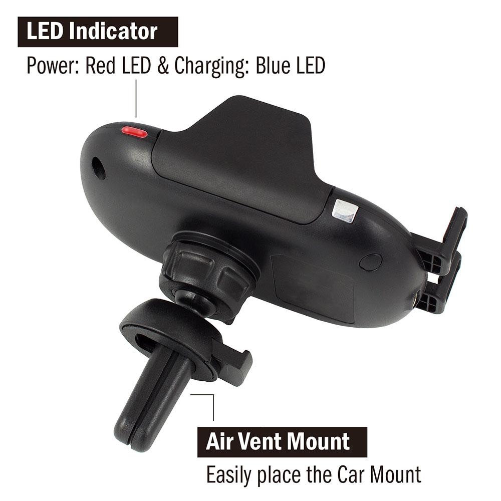 Безжично зарядно за кола Ewent EW1191, 5V 1.5A, 9V 1.2A, Черен