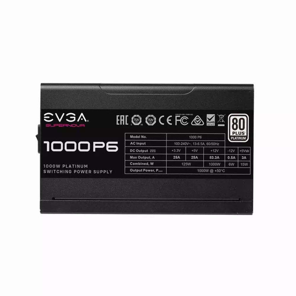 Захранване EVGA SuperNOVA 1000 P6 (1000W) 80+ Platinum - 220-P6-1000-X2