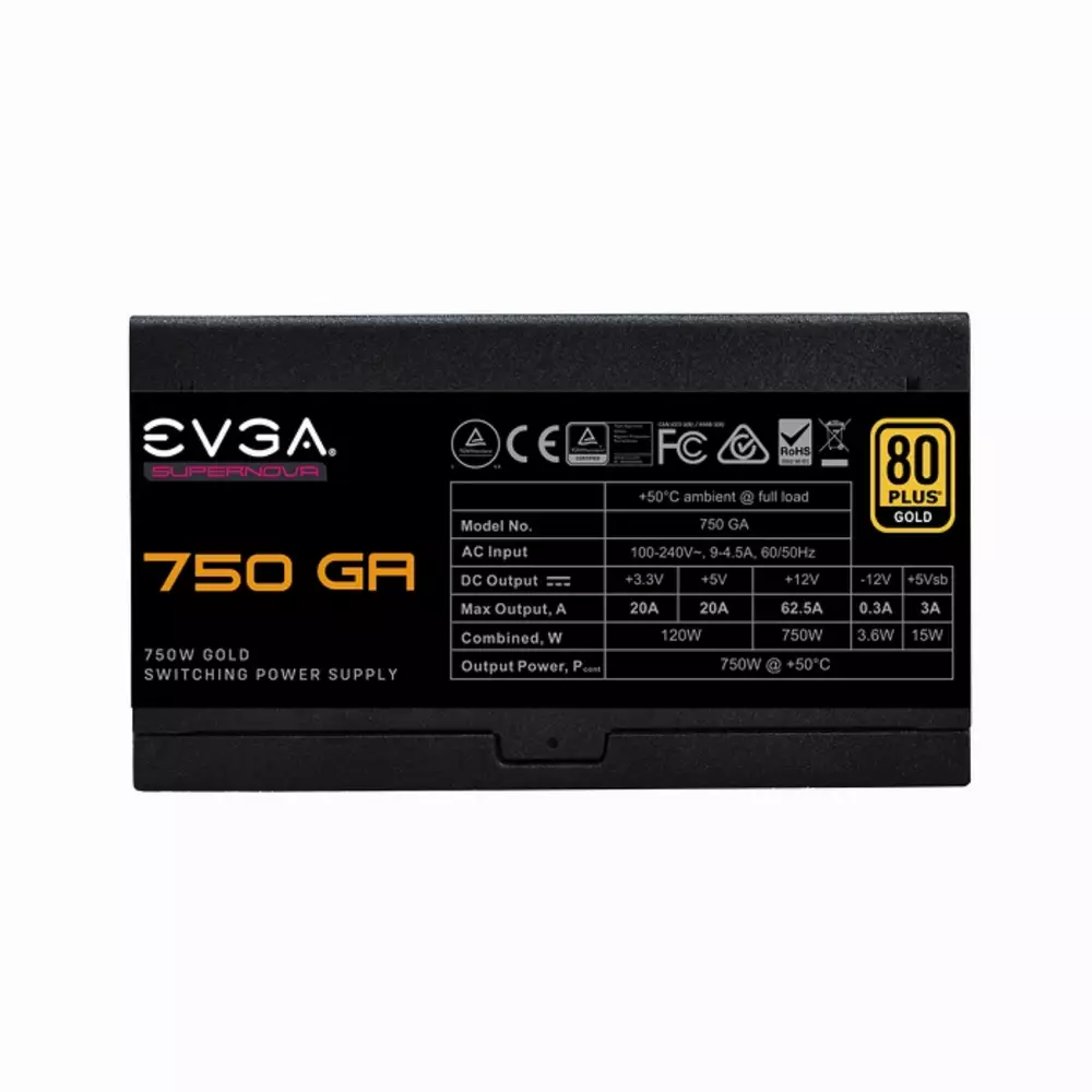 Захранване EVGA SuperNOVA 750 GA (750W) 80+ Gold - 220-GA-0750-X2