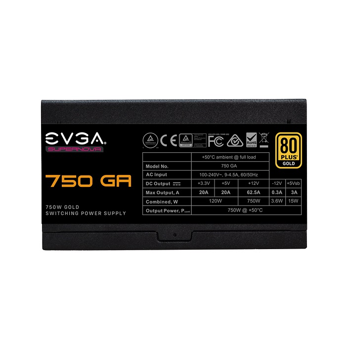 Захранване EVGA SuperNOVA 750 GA (750W) 80+ Gold - 220-GA-0750-X2